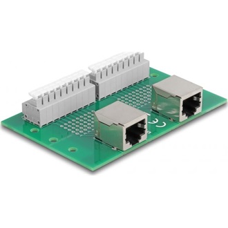 Delock RJ45 2 db. anya - 2 db. Terminal block nyomógombbal DIN sínhez