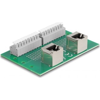 Delock RJ45 2 db. anya - 2 db. Terminal block nyomógombbal hajlított DIM sínhez