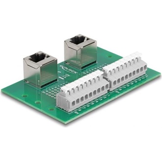 Delock RJ45 2 db. anya - 2 db. Terminal block nyomógombbal hajlított DIM sínhez