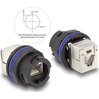 Delock RJ45 Cat.6A beépített csatlakozó LSA kapcsolattal fekete