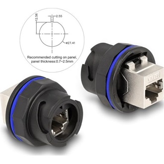 Delock RJ45 Cat.6A beépített csatlakozó fekete