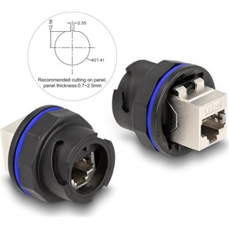 Delock RJ45 Cat.6A beépített csatlakozó fekete