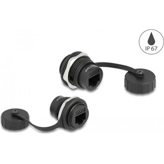 Delock RJ45 Cat.6 beépített csatlakozó védő fedéllel IP67 por- és vízvédelem