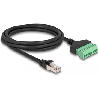 Delock RJ45 CAT6 UTP -> Terminal block 8pin M/F adatkábel 2m fekete