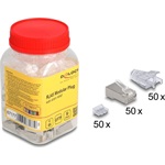 Delock RJ45 Moduláris csatlakozó Cat.6A hajlításvédő csizmával átlátszó 50 db-os készlet