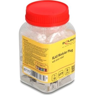 Delock RJ45 Moduláris csatlakozó Cat.6A hajlításvédő csizmával átlátszó 50 db-os készlet