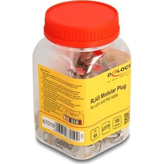 Delock RJ45 CAT6A UTP csatlakozó dugó vékony és lapos kábelekre, 100db