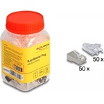 Delock RJ45 Moduláris csatlakozó frontális nyílással Cat.6 és hajlítás védő borítással 50 db