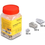 Delock RJ45 Moduláris csatlakozó hajlított kilinccsel Cat.6 és hajlítás védő borítással 50 db