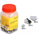 Delock RJ45 Moduláris csatlakozó robosztus kilinccsel Cat.6 és hajlítás védő borítással 50 db