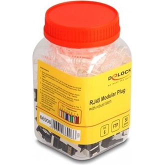 Delock RJ45 Moduláris csatlakozó robosztus kilinccsel Cat.6 és hajlítás védő borítással 50 db