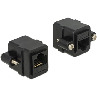 Delock RJ45 CAT6 UTP F/F adapter fekete panel mount