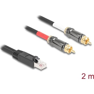 Delock RJ45 adapter kábel apa - 2 x RCA apa fekete, 2 m