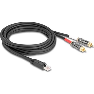 Delock RJ45 adapter kábel apa - 2 x RCA apa fekete, 2 m