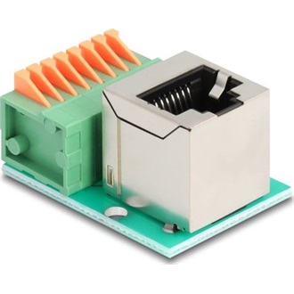 Delock RJ45 anya 90 -ban hajlított   sorkapocs lenyomó gombbal Cat.5e