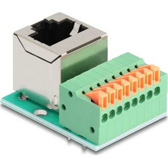 Delock RJ45 anya 90 -ban hajlított   sorkapocs lenyomó gombbal Cat.5e