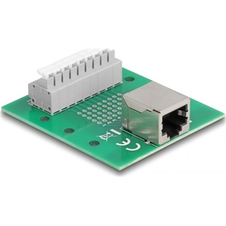 Delock RJ45 anya - Terminal block nyomógombbal DIN sínhez