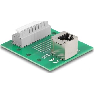 Delock RJ45 anya - Terminal block nyomógombbal hajlított DIN sínhez
