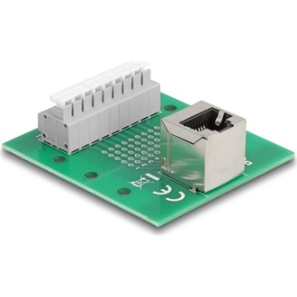 Delock RJ45 anya - Terminal block nyomógombbal hajlított DIN sínhez