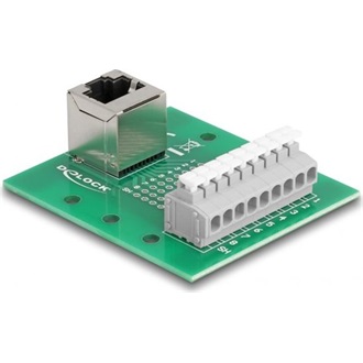 Delock RJ45 anya - Terminal block nyomógombbal hajlított DIN sínhez