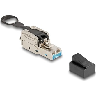 Delock RJ45 apa dugaszoló szerelvény Cat.6A lenyomva kihúzó kallantyúval szerszám nélkül szerelhető