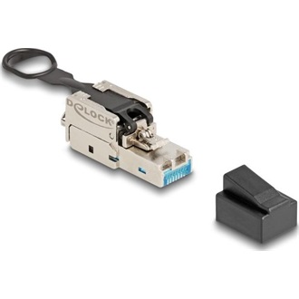 Delock RJ45 apa dugaszoló szerelvény Cat.6A lenyomva kihúzó kallantyúval szerszám nélkül szerelhető