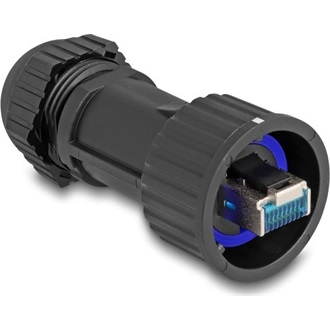 Delock RJ45 apa összeállítás Cat.6A átvezető csatolóval IP68 por és vízhatlan fekete