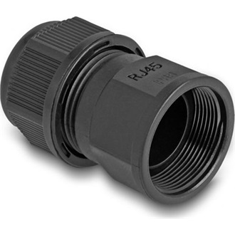 Delock RJ45 átfűzős coupler/toldó IP67 kapcsolattal, por- és vízhatlan, fekete