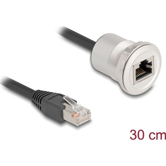 Delock RJ45 beépített anya kábelcsatlakozóval Cat.5e STP 30 cm, alumínium