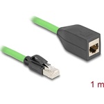 Delock RJ45 hálózat bővítő kábel Cat.6A apa - anya SF/UTP alkalmas kábelvezető láncokhoz PUR (TPU) 1 m zöld