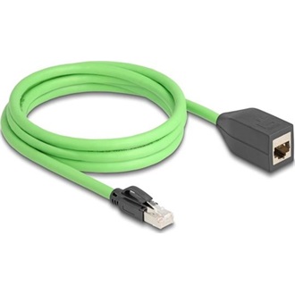 Delock RJ45 hálózat bővítő kábel Cat.6A apa - anya SF/UTP alkalmas kábelvezető láncokhoz PUR (TPU) 2 m zöld