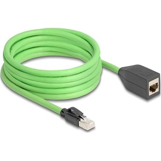 Delock RJ45 hálózat bővítő kábel Cat.6A apa - anya SF/UTP alkalmas kábelvezető láncokhoz PUR (TPU) 5 m zöld