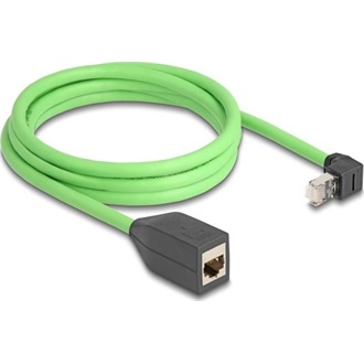 Delock RJ45 hálózat bővítő kábel Cat.6A apa felfelé néző csatlakozódugóval - anya SF/UTP alkalmas kábelvezető láncokhoz