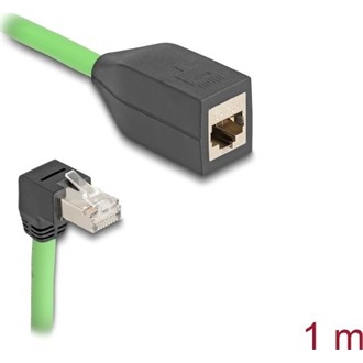 Delock RJ45 hálózat bővítő kábel Cat.6A apa lefelé néző csatlakozódugóval - anya SF/UTP alkalmas kábelvezető láncokhoz P