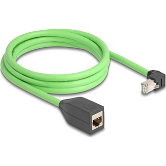 Delock RJ45 hálózat bővítő kábel Cat.6A apa lefelé néző csatlakozódugóval - anya SF/UTP alkalmas kábelvezető láncokhoz P