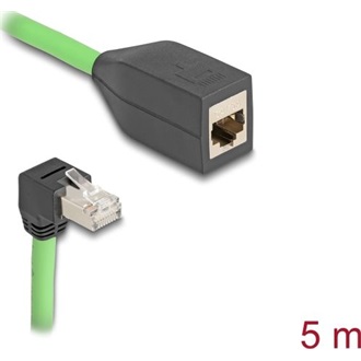 Delock RJ45 hálózat bővítő kábel Cat.6A apa lefelé néző csatlakozódugóval - anya SF/UTP alkalmas kábelvezető láncokhoz P