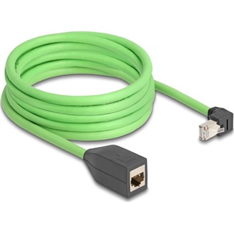 Delock RJ45 hálózat bővítő kábel Cat.6A apa lefelé néző csatlakozódugóval - anya SF/UTP alkalmas kábelvezető láncokhoz P