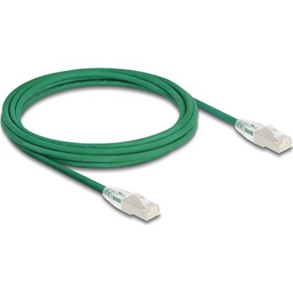 Delock RJ45 hálózati kábel Cable Cat.6A apa   apa hajlított csatlakozóval U/FTP Slim 3 m, zöld