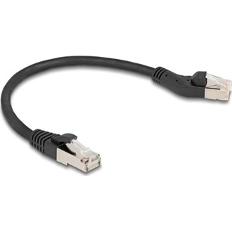 Delock RJ45 hálózati kábel Cat.6A S/FTP 45 -ben jobbra hajlított apa   egyenes apa 0,25 m, fekete