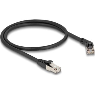 Delock RJ45 hálózati kábel Cat.6A S/FTP 45 -ben jobbra hajlított apa   egyenes apa 0,5 m fekete