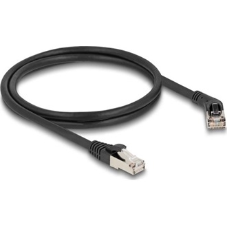 Delock RJ45 hálózati kábel Cat.6A S/FTP 45 -ben jobbra hajlított apa   egyenes apa 1 m fekete