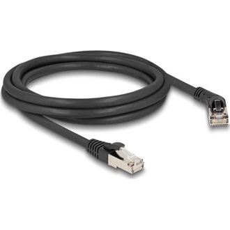 Delock RJ45 hálózati kábel Cat.6A S/FTP 45 -ben jobbra hajlított apa   egyenes apa 2 m fekete