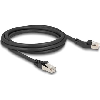 Delock RJ45 hálózati kábel Cat.6A S/FTP 45 -ben jobbra hajlított apa   egyenes apa 2 m, fekete
