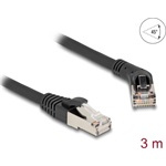 Delock RJ45 hálózati kábel Cat.6A S/FTP 45 -ben jobbra hajlított apa   egyenes apa 3 m fekete