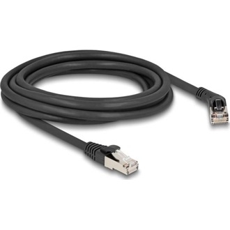 Delock RJ45 hálózati kábel Cat.6A S/FTP 45 -ben jobbra hajlított apa   egyenes apa 3 m fekete