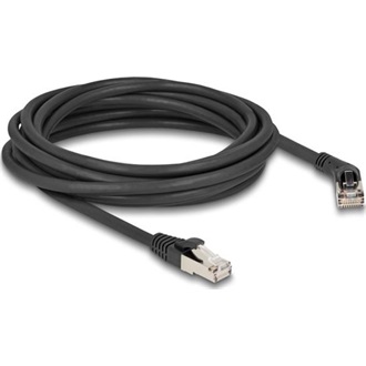 Delock RJ45 hálózati kábel Cat.6A S/FTP 45 -ben jobbra hajlított apa   egyenes apa 5 m fekete