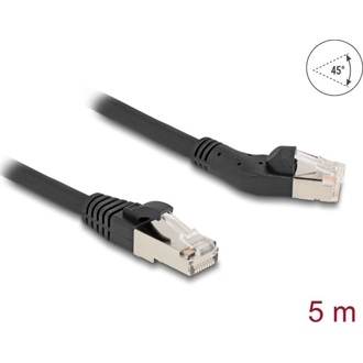 Delock RJ45 hálózati kábel Cat.6A S/FTP 45 -ben jobbra hajlított apa   egyenes apa 5 m, fekete