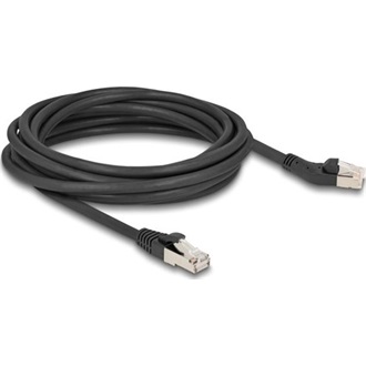 Delock RJ45 hálózati kábel Cat.6A S/FTP 45 -ben jobbra hajlított apa   egyenes apa 5 m, fekete