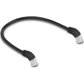 Delock RJ45 CAT6A S/FTP -> RJ45 CAT6A S/FTP M/M adatkábel 0.5m fekete 45° le