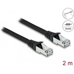 Delock RJ45 CAT6A S/FTP -> RJ45 CAT6A S/FTP M/M adatkábel 2m fekete PUR, kültéri